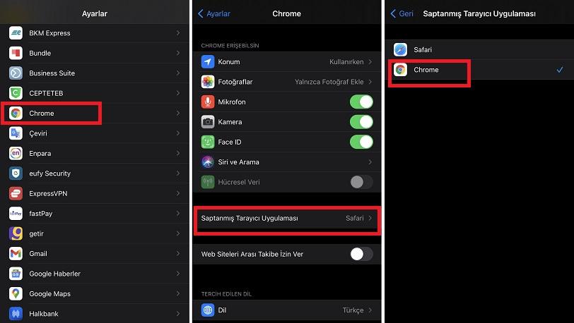 iPhone Varsayılan Uygulama Değiştirme